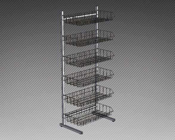 Стойка прикассовая В1800/Ш600/Гл.400мм.- 6 прямых корзин.