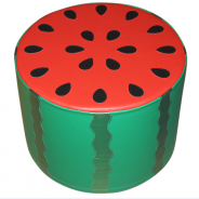 Пуфик круглый с аппликацией на хромированных ножках