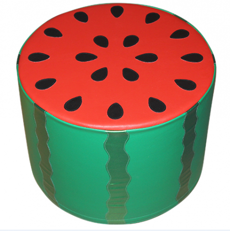 Пуфик круглый с аппликацией на хромированных ножках